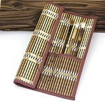 Easyou Bamboo Calligraphy Brush Holder Rollup Portable Protector 36x32cm(14.1" 12.5")