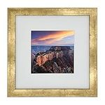 8x8 (20x20cm) Photo Frame Gallery Picture frame with 5x5 (11.4x11.4cm) mat,Freestanding and Wall Mountable,Gold