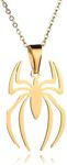 Gold Spider Pendant Necklace Surgical Steel Superhero Spiderman Jewelry for Kids