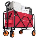 NEBICALS Red Tall Foldable Wagon, Folding Wagon Cart with Wheels Foldable, 𝐂𝐨𝐥𝐥𝐚𝐩𝐬𝐢𝐛𝐥𝐞 𝐖𝐚𝐠𝐨𝐧 Grocery Wagon, Travel Beach Red Wagon Cart