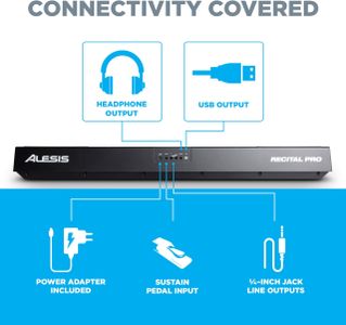 Alesis Recital Pro 88-Key Digital Piano – Full-Size Weighted Keys