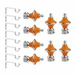 GRIVAN Stainless Steel & ABS Curtain Bracket Parda Holder with Support 1 Inch Rod Pocket Finials Designer Door and Window Rod Support Fittings, Curtain Rod Holder (Pair of 4 , Orange )