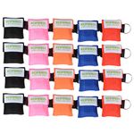 KONMED 20 Pcs/pack CPR Mask Keychain Ring Emergency Kit Rescue Face Shields with One-way Valve Breathing Barrier for First Aid or AED Training