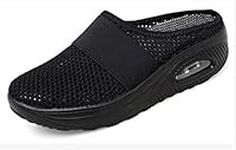 Women's Air Cushion Slip, On Walking Shoes, Orthopedic Diabetic Walking Shoes, Casual Comfort Outdoor Walking Sneakers Breathable with Arch Support Knit (Black,38)