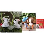 Chocozone Pack of 18 Cute Rabbit Miniatures Garden Decoration Items Garden Decor - 2.5cm & Chocozone Kissing Couple on Bench Resin Showpiece Couple Miniatures Romantic Gifts for Boyfriend