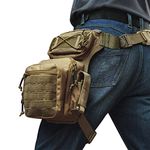 ATZB Drop Leg Bag for Men Military Tactical Thigh Pack Pouch Multifunctional Tactical Package Outdoor Hiking Thigh Bag (Coyote Brown)