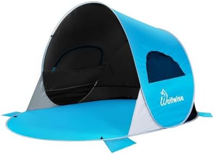 WolfWise Tente de Plage UPF 50+ 3-4 Personnes, Tente Parapluie Instanée, Abri Solaire, Bleu foncé