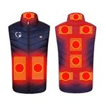 KQIVAM Heated Vest for Men/Women UK,Warming Heated Vest USB, Heated Gilet Heated Clothing Featuring 9 Heating Zones with 3 Levels Heat Settings, Heat Vest for Motorcycle Fishing Skiing Plus Size Navy