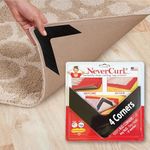 NeverCurl Best V Shape Design Rug Corner Gripper to Instantly Stops Corner Curling - Safe for Wood Floors - for Indoor & Outdoor Rugs - Carpet/Rug Tape - Not an Anti-Slip Pad - Rug Grip