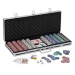 Fat Cat Bling 13.5 Gram Texas Hold 'em Clay Poker Chip Set with Aluminum Case, 500 Striped Dice Chips