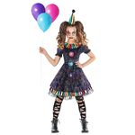 Morph Rainbow Creepy Clown Costume For Girls Kids Creepy Clown Costume Girls Scary Clown Costume Kids Girls Clown Halloween Costumes For Girls 12-14 Years