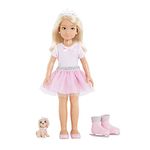 Corolle 9000600010 Girls Valentine Ballerina Set, Dressing Doll with Dog, with Crown, Earrings and Extra Ice Skates, 28 cm Toy Doll with Vanilla Fragrance, from 4 Years