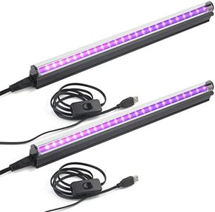 Led Black Light Bar, 10W 1ft USB UV Blacklight Tube, Glow in The Dark Party Supplies for Halloween Decorations, Room, Body Paint, Poster, Urine Detection, 2 Pack