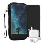 kwmobile Neoprene Sleeve for Smartphone Size L - 6.5" - Shock Absorbing Pouch Case - Protective Phone Bag - Cosmic Nature Blue/Grey/Black