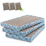 VIVAGLORY Cat Scratcher, Cat Scratching Pads with Box, Reversible Cat Scratching Board Cat Scratchers for Indoor Cats Kitty, Cardboard Cat Scratcher, Catnip Included, 3 Pack, Extra Wide