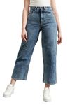 Hubberholme Women Summer Cotton Relaxed Fit High-Rise Smart Casual Jeans 108 Blue