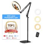 Latest Ring Light with Stand Overhead Phone Camera Mount Holder, Evershop 10" Ring Light Tripod for iPhone with Remote Control, Selfie Light Phone Stand for Video Recording, Streaming, TikTok, YouTube