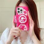 COVERLY for iPhone 15 Barbie 3D Cute Camera Holder Case,Full Protective Cartoon Rose Pink Bow with Stand DSLR Look Beautiful Doll Soft Silicone Fashion Aesthetic Back Cover for Apple iPhone 15