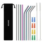 8PCS Reusable Straws,10.5" Stainless Steel Straws -with Cleaning Brush and Silicon Tips for 20/30 Oz Yeti Tumblers with Carrying Case