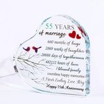 Ornalrist Happy 55th Wedding Anniversary Romantic Gifts for Parents Couples, Glass Heart Colourful Print 55 Years of Marriage Love Keepsake Anniversary Presents for Wife Her Husband