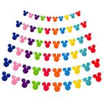 60pcs Cute Micky Mouse Garland Mini Mouse Theme Banner Mouse Cutouts Birthday Party Decorations, Rainbow Hanging Ornaments for Classroom, Room Decor, Baby Shower