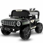 Lifelong Cuppy Electric Ride on Army Car for 3+ Years Baby Kids| Battery Operated Jeep, Remote Control | Safe & Sturdy | Rechargeable Battery | Electriv Vehicle Car, Lights, Music & Bluetooth (LLEV09)