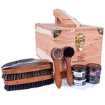 FootFitter Classic Professional Grand Cedar Shoe Shine Valet Box Set, Premium Quality Shoe Care Tools for Leather Footwear