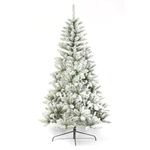 Neo 7ft Scandinavian Tips Spruce Fir Tree Artificial Christmas Tree Xmas Realistic Branches Green Natural Branches with Solid Metal Legs (Flocked Half Tree)