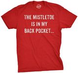 Mens Mistletoe in Back Pocket T Shirt Funny Offensive Sarcastic Christmas Tee Mens Funny T Shirts Christmas T Shirt for Men Funny Adult Humor T Shirt Red S