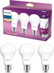 Philips LED A60 3 Pack Frosted Light Bulbs [E27 Edison Screw] 13W - 100 W Equivalent, 220 - 240V, Warm White 2700K, Non Dimmable