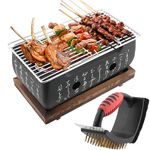 Table Top Grill Charcoal Japanese Grill with BBQ Cleaning Brush, Mini BBQ Grill, Japanese Style BBQ Grill, BBQ Plate, Portable Cooking Stove Table Top Party Accessories Barbecue Tools