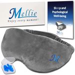 Mellie Luxury Weighted Eye Mask for Women & Men with Earplugs, Heatable and Freezeable Weighted Bamboo Eye Pillow for Sleep, Adjustable Strap, Soft Breathable Eye Cover for Sleeping Faster and Better