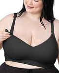 Kindred Bravely Signature Sublime Contour Busty Maternity & Nursing Bra | T-Shirt Bra for F,G,H,I Cups (Black, Small Busty)