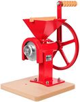 Mosakar Hand Crank Grain Mill - Red, Manual Food Grinder for Dry and Oily Grain, Kitchen Flour Mill, Hand Operate Wheat Corn Spice Masa Peanut Butter Grinder Maker, Stainless Steel Grinding Burrs