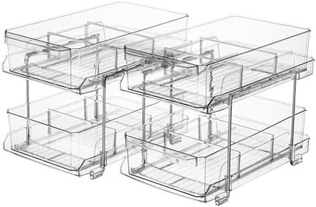 ClearSpace Under Sink Organizer with Dividers – Perfect as Kitchen Cabinet Organizer or Bathroom Organization – Medicine Cabinet Organizer and Slide-Out Storage with handles for Home and Bath – 2 Pack