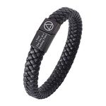 ForeverWill 1 Year AA NA Sobriety Jewelry Gifts for Men Women,Inspirational Magnet Leather Recovery Bracelets,Personalized Narcotics Alchohol Addiction Recovering Friends Family,Customized Black,