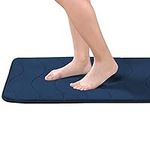 H.VERSAILTEX Memory Foam Bath Mat Super-Absorbent Bath Rug Bathroom Soft Microfiber Bath Mat with Anti-Slip Backing Quickly Drying Bath Rug for Kids Bathroom (1 Piece, 20" x 32", Navy Waved Pattern)