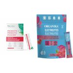 Organika Prebiotic + Probiotic Powder | Organika Electrolytes Powder - Wild Raspberry Sachets