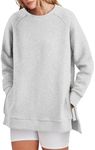 ANRABESS Womens Oversized Sweatshirt Crewneck Long Sleeve Tunic Pollover Shirt Side Zipper Hoodie Sweater 2024 Winter Clothes Gray XX-Large