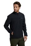 Mountain Warehouse Grasmere Mens Softshell Jacket - Water Resistant Raincoat, Breathable Mens Coat, Lightweight Jacket, Bonded Fabric - Ideal For Autumn Winter Black XL