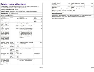 Hoover H-WASH 500 14kg Washing Machine – Large Capacity Front Loader