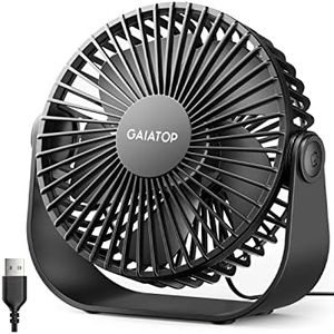 Gaiatop USB Desk Fan, 3 Speeds with Strong Airflow, 5.5 Inch Quiet Small Portable Table Fan, 90° Rotate Personal Cooling Fan For Bedroom Home Office Desktop Travel (Black)