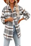 Jhsnjnr Women's Oversized Long Sleeve Flannel Shirts Collar Button Down Casual Plaid Blouse Tops