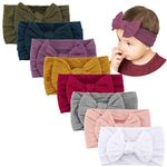 Makone 8PCS Baby Nylon Headbands Hair Accessories Hair Bows Headband for Baby Girls Babies Newborn Infant Toddler 0-3 0-6 6-12 Months