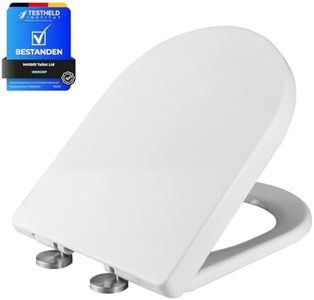 Ibergrif M41001 Toilet Seat Soft Close White, Ergonomics, Quick Release D Shape Toilet Seat with Adjustable Stainless Seat Hinges, Top Fixing
