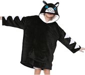 A2Z 4 Kids Girls Boys Oversized Hoodie Animal Blanket Super Soft Warm Fleece - Snuggle 957 Cat Black Kids 3-6