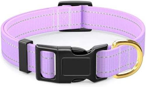 TMOODEL Reflective Dog Collar, Adjustable, Purple, Large, Soft Nylon, Quick Release Buckle, Ideal for Large Dogs