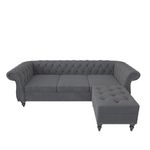 A to Z Furniture 3 seater chesterfield Sofa with Chaise Lounge, Couches for Living Room, L-Shaped Couch with Storage Ottoman, Sectional Couch for Small Living Room, (dark grey)