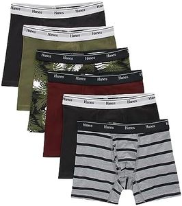 Hanes Boys' Big Originals Boxer Briefs, Stretch Cotton Underwear, Assorted, 6-Pack, Black/Cargo/Olive Palm/Maroon/Stripe-6 Pack, Large