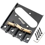 Wilkinson M Series 54mm (2-1/8 inch) String Spacing Vintage Telecaster Bridge with 3 Brass Barrel Saddles for Tele Style Electric Guitar, Black